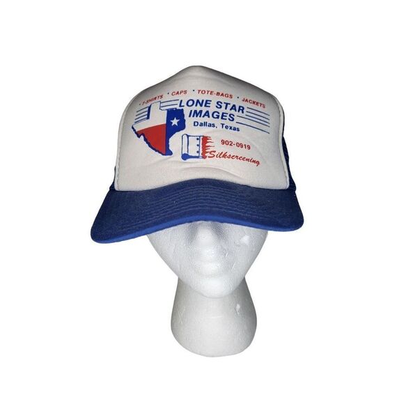 San Sun Lone Star Images Trucker Hat Vintage OS‎ Red White Blue - Picture 1 of 6